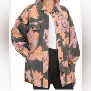 NWT Free People Black Floral Jacket/Flannel Small